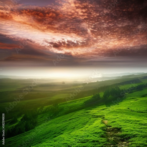 Mysterious realistic highly detailed cloudy Spring Landscape That Inspires Wanderlust with depth k quality