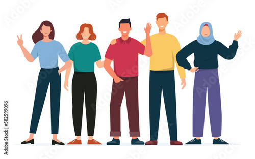 Group of people illustration set. Teamwork, cooperation, friendship concept, patnership. Vector illustration.