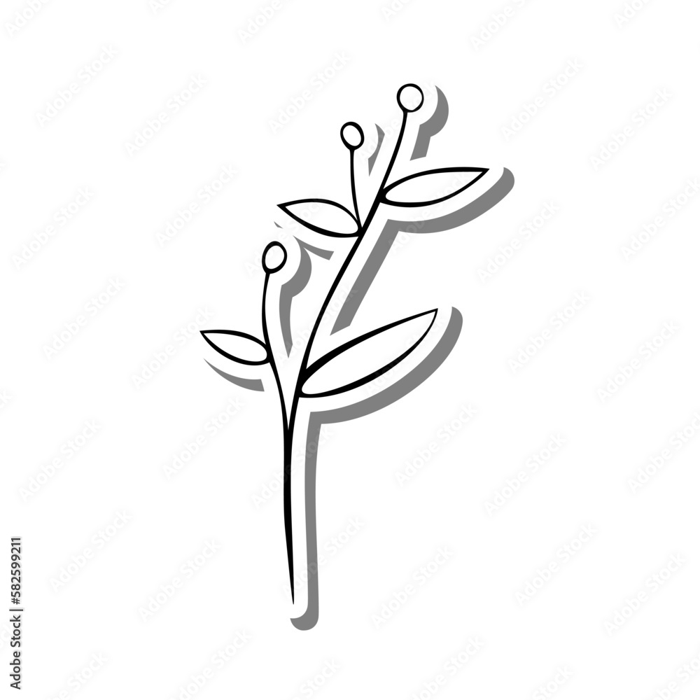 Black line doodle Pollen and Leaves on white silhouette and gray shadow. Hand drawn cartoon style. Vector illustration for decorate and any design. Black line doodle Pollen and Leaves on white silhouette and gray shadow. Hand drawn cartoon style. Vector illustration for decorate and any design.