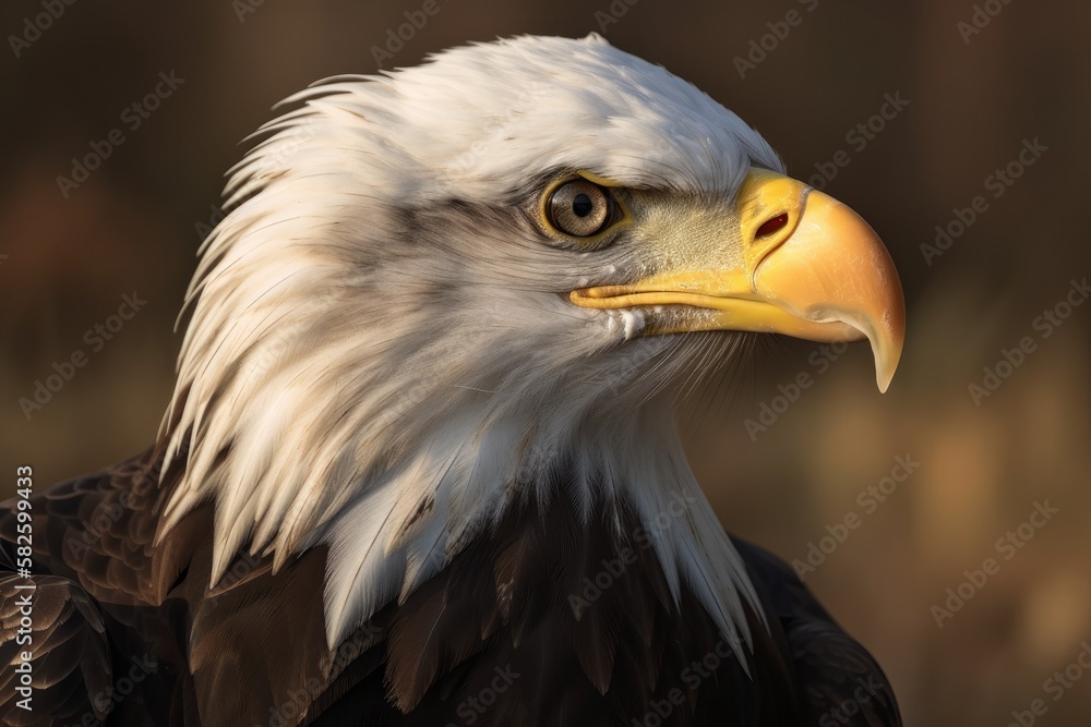 Fototapeta premium Vertical Portrait of a Bald Eagle. Generative AI