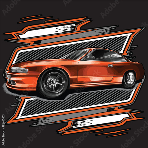 orange drag race illustration isolated in black background for poster, t-shirt, graphic design, business element, and card
