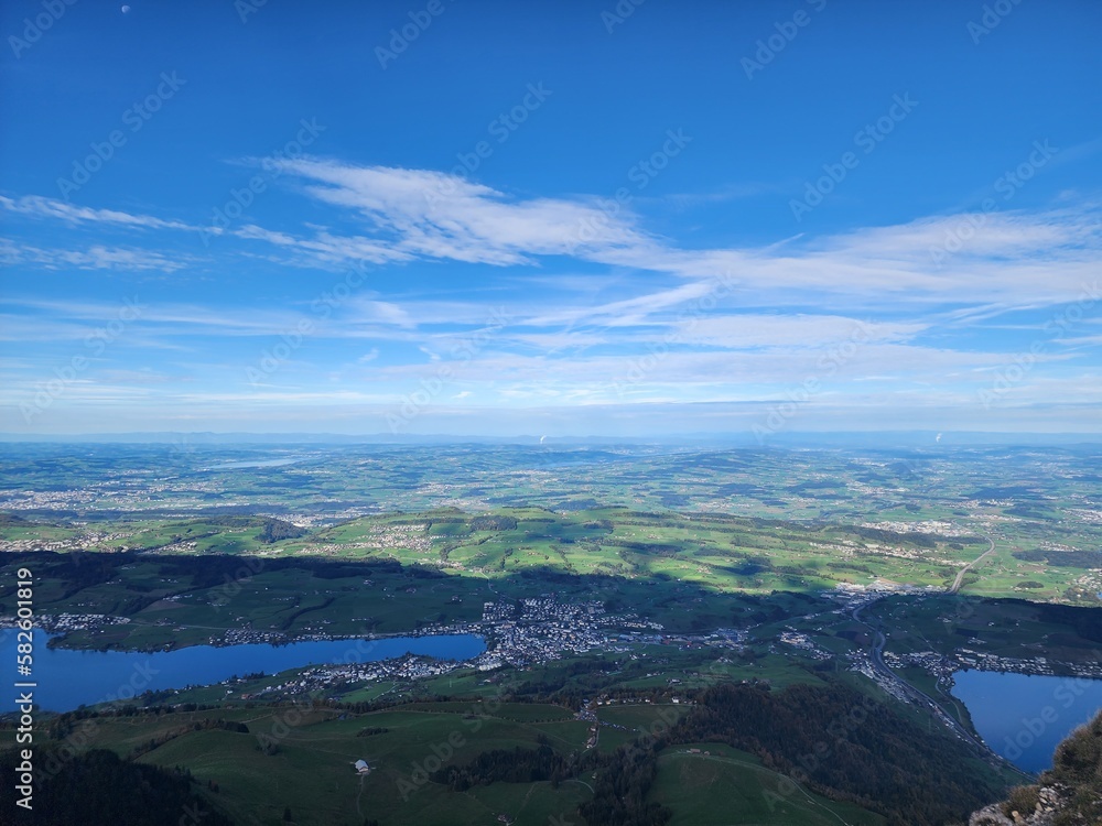 view of the city from the air in Switzerland