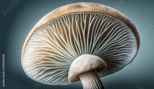 Macro photograph of a delicate mushroom growth ,generative AI