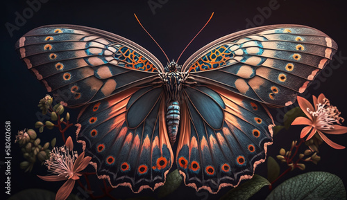 Multi colored butterfly pattern innature beauty ,generative AI © Jeronimo Ramos