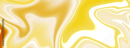 Abstract golden and yellow luxury smooth liquid background.  Liquid marbling paint background. Luxurious colorful liquid marble surfaces design. liquid oil marble picture with glowing effect. 