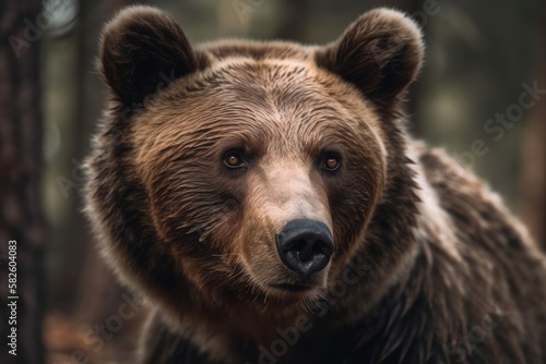 An image of a wild brown bear up close. Generative AI