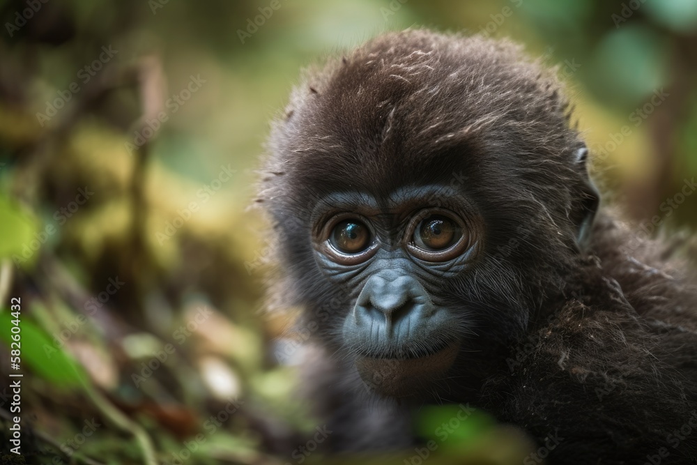 Fototapeta premium Galapagos Islands include mountain gorillas in their natural state. Generative AI