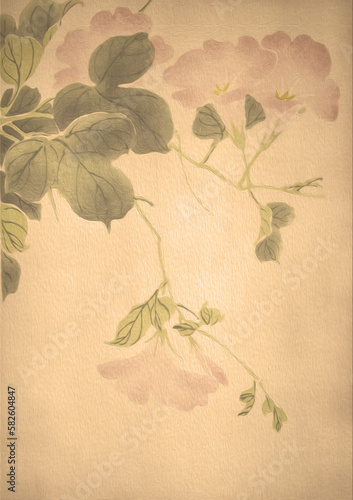 Chinese style vintage background with flowers