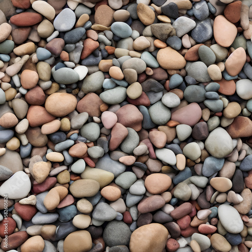 Generative illustration of abstract background pebbles, top view.
