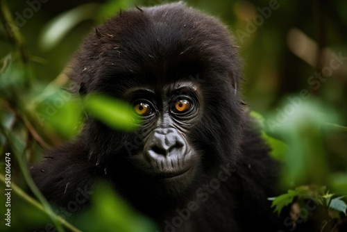 Mountain Gorillas in Rwanda. Generative AI