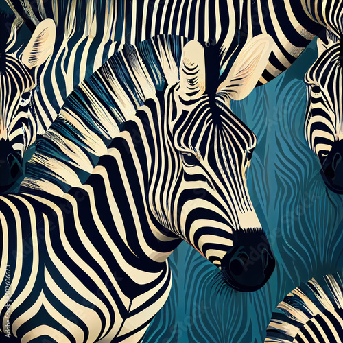 Zebra  seamless pattern illustration  Generative AI