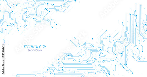 Concept of Technology circuit diagram. High-tech circuit board connection system.Vector abstract technology on white background. photo