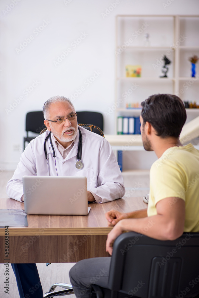 Young male patient visiting old male doctor