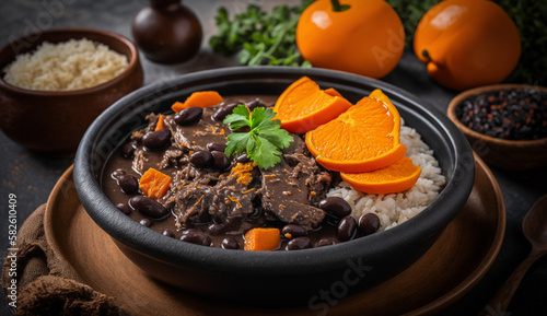 Fresh gourmet meal in organic bowl with meat ,generative AI