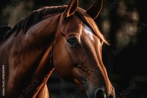 Portrait of a horse. Gorgeous horse headshot. Nature. Generative AI