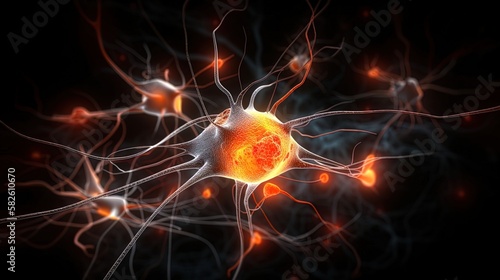 Sparks of Thought: A Captivating Illustration of Neurons Firing in the Human Brain in 8K created with generative ai technology