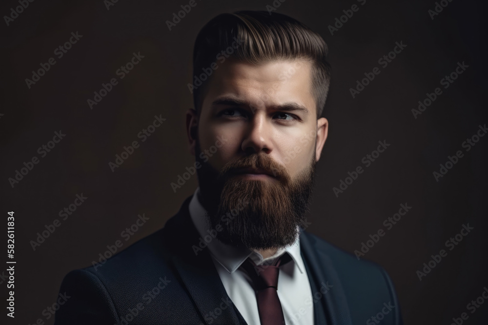 Portrait of a stylish and sophisticated man with a well-groomed beard and sharp features, generative ai Portrait of a stylish and sophisticated man with a well-groomed beard and sharp features, generative ai
