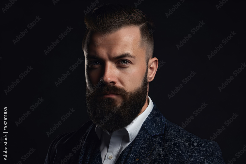 Portrait of a stylish and sophisticated man with a well-groomed beard and sharp features, generative ai Portrait of a stylish and sophisticated man with a well-groomed beard and sharp features, generative ai
