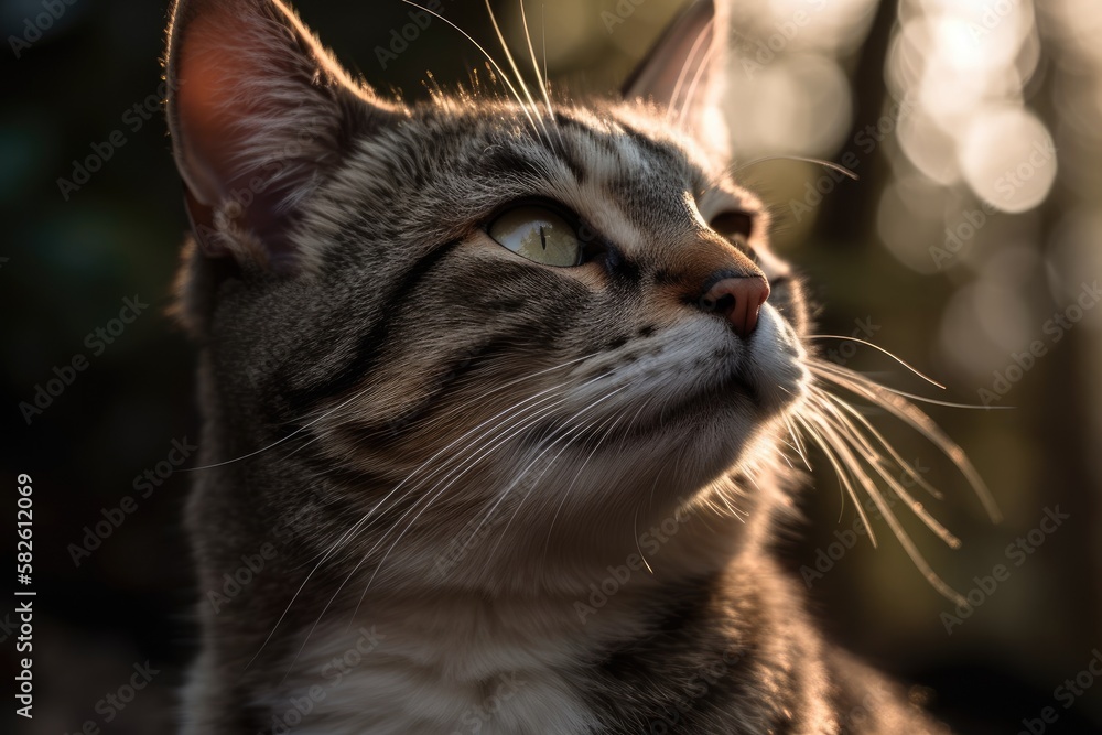 cat in the sunshine at a low angle. Generative AI