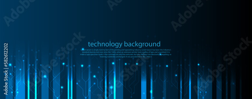 Blue circuit board electronic or electrical line with engineering technology concept vector background