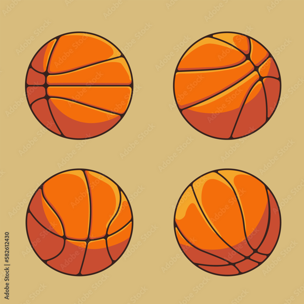set of different angel basketball, basketball vector set.