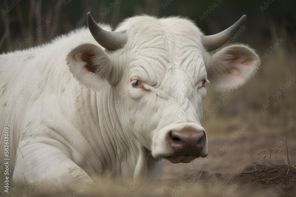 Albino buffalo, natural animal. Generative AI Albino buffalo, natural animal. Generative AI