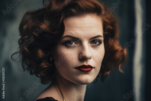 Timeless Portrait of a Woman with Vintage and Retro Features, generative ai