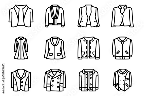 Jacket Icons Set. Man, Woman And Unisex Jacket, 