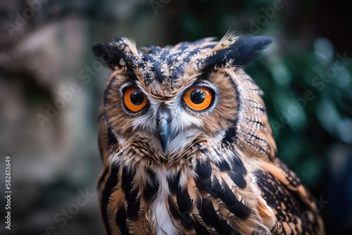 In the zoo, there is a cute owl eagle bird. Generative AI © AkuAku