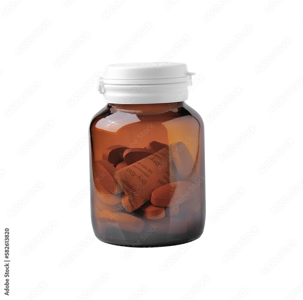 Medicine bottle of brown glass isolated on transparent png Medicine bottle of brown glass isolated on transparent png