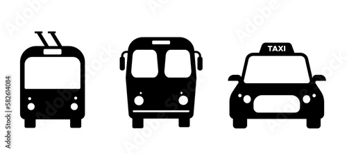 Public transport vector icons set