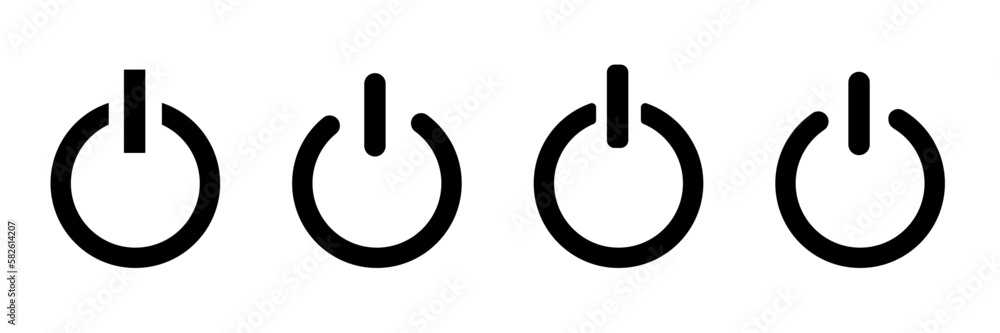 Power sign vector icons set Power sign vector icons set
