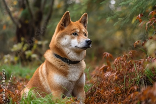 A lovely Siba Inu purebred dog owned by an individual. Generative AI