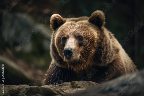 Bear Bear, a large bear, resting. Generative AI