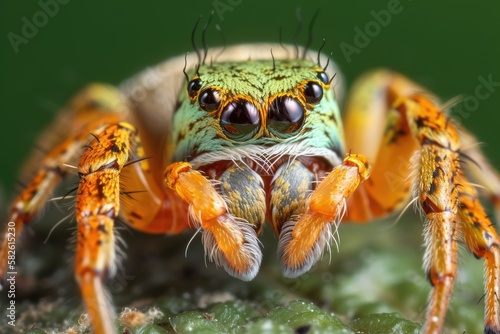 The Spider of the Green Crab (Diaea dorsata). Generative AI