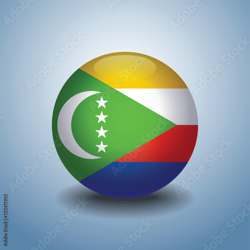 Free Download Comoros flag. Round glossy. Isolated on color gradient background - GFXLoad