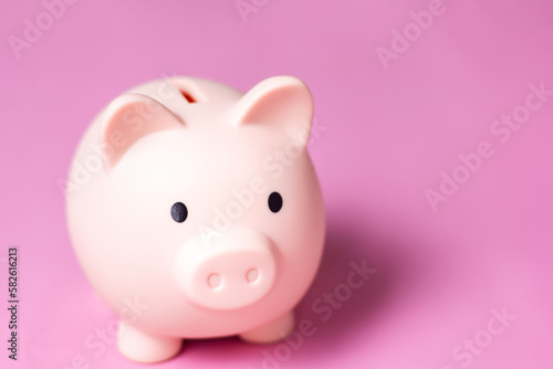 piggy bank on pink background. Finance and Investment Content