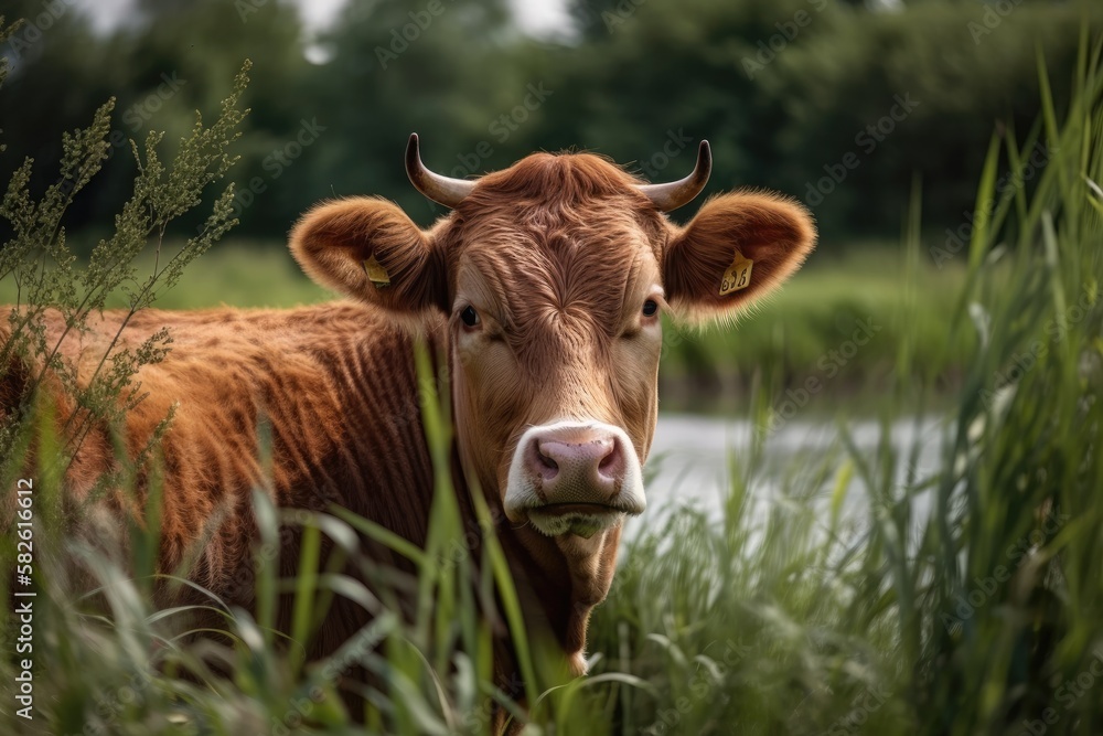COW in Groningen, Winsum, The Netherlands. On Foot Along the Pieterpad. Generative AI COW in Groningen, Winsum, The Netherlands. On Foot Along the Pieterpad. Generative AI