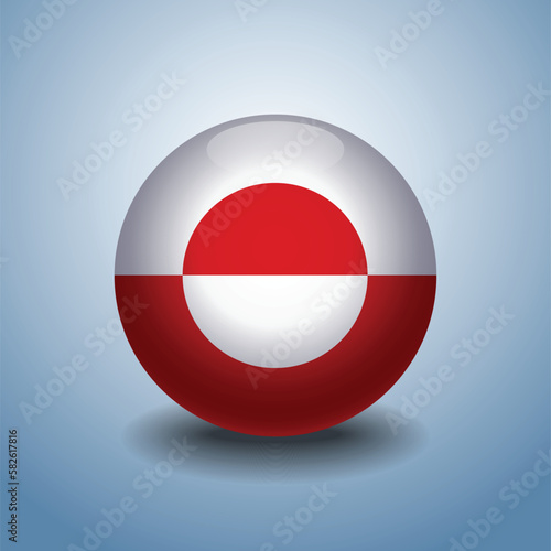 Free Download Greenland flag. Round glossy. Isolated on color gradient background - GFXLoad