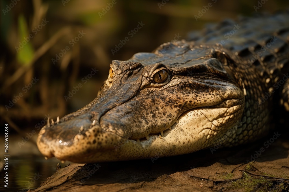 Florida Alligator close up photo taken in the Everglades. Generative AI Florida Alligator close up photo taken in the Everglades. Generative AI