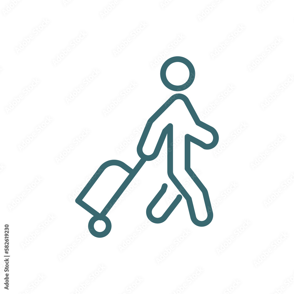 man travelling icon. Thin line man travelling icon from behavior and action collection. Outline vector isolated on white background. Editable man travelling symbol can be used web and mobile man travelling icon. Thin line man travelling icon from behavior and action collection. Outline vector isolated on white background. Editable man travelling symbol can be used web and mobile