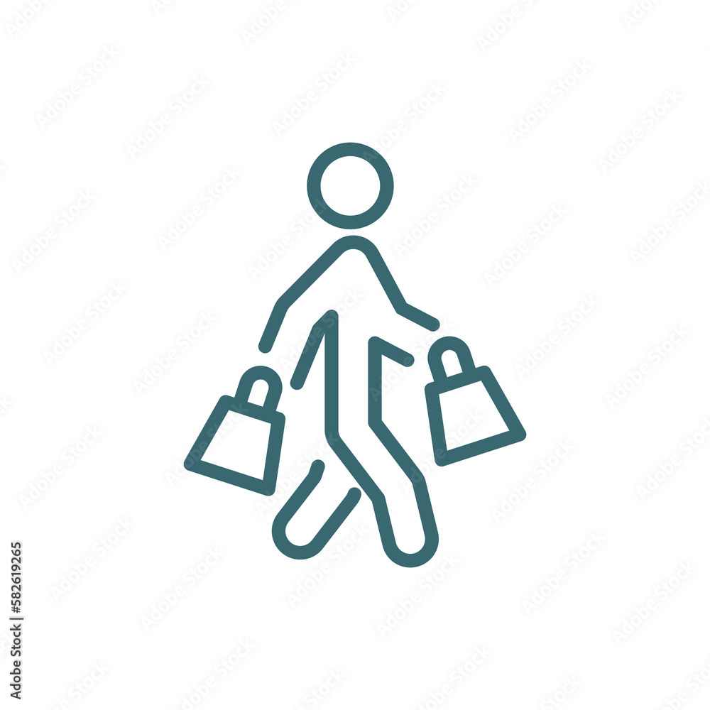 shopper man icon. Thin line shopper man icon from behavior and action ...