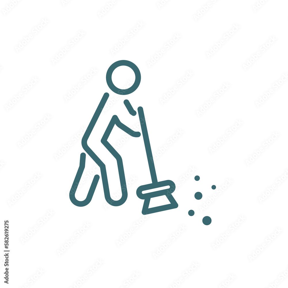 Vecteur Stock man sweeping icon. Thin line man sweeping icon from ...