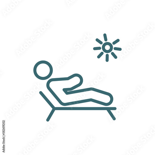 man sunbathing icon. Thin line man sunbathing icon from behavior and action collection. Outline vector isolated on white background. Editable man sunbathing symbol can be used web and mobile