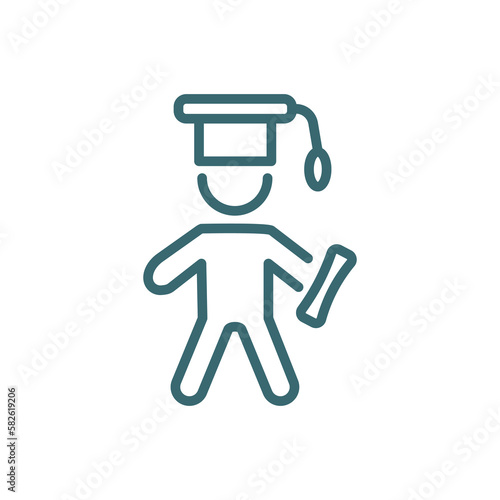 stick man graduated icon. Thin line stick man graduated icon from behavior and action collection. Outline vector isolated on white background.