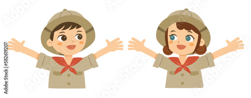 喜ぶ探検隊の子どもたち バストアップ