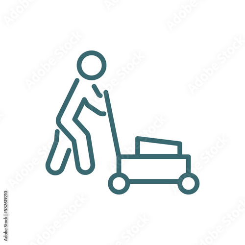 cutting lawn icon. Thin line cutting lawn icon from behavior and action collection. Outline vector isolated on white background. Editable cutting lawn symbol can be used web and mobile