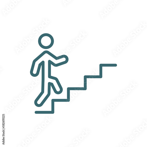 climbing stairs icon. Thin line climbing stairs icon from behavior and action collection. Outline vector isolated on white background. Editable climbing stairs symbol can be used web and mobile