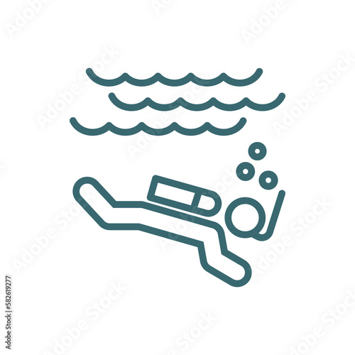 man diving icon. Thin line man diving icon from behavior and action collection. Outline vector isolated on white background. Editable man diving symbol can be used web and mobile
