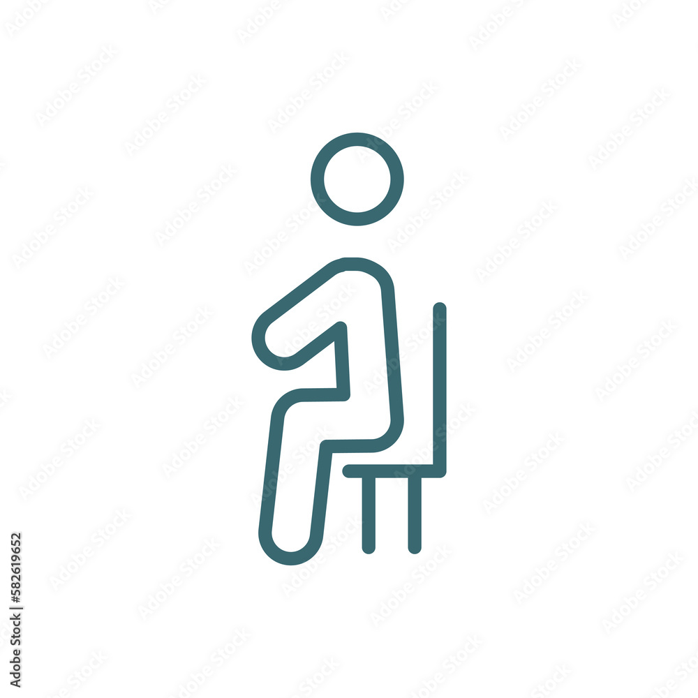 sitting down icon. Thin line sitting down icon from humans and behavior collection. Outline vector isolated on white background. Editable sitting down symbol can be used web and mobile sitting down icon. Thin line sitting down icon from humans and behavior collection. Outline vector isolated on white background. Editable sitting down symbol can be used web and mobile